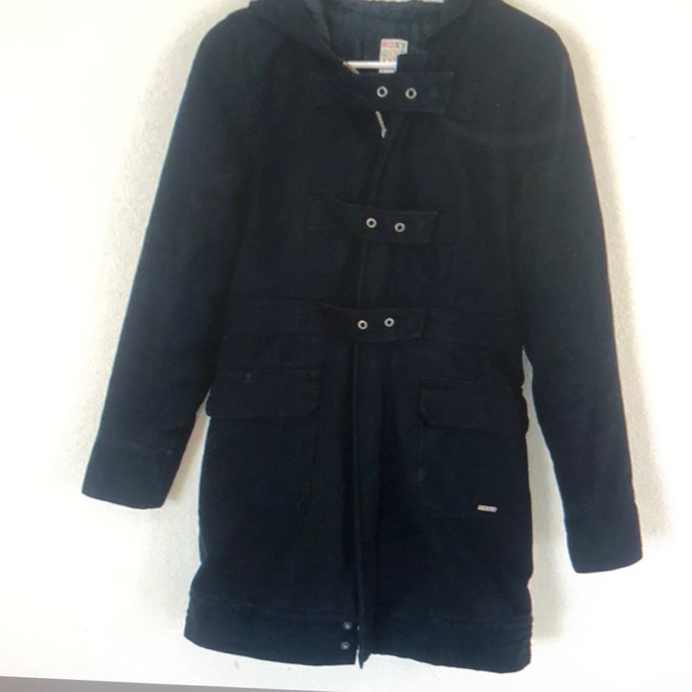 Roxy front buckle hooded longline jacket